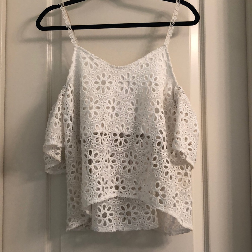 White off the shoulder lace shirt
